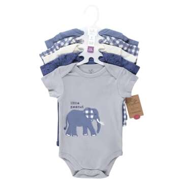Touched by Nature Unisex Baby Organic Cotton Bodysuits, Blue Peanut, Preemie