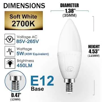 HEKEE E12 B11 LED Candle Light Bulbs, Color Changing, 40W Incandescent Equivalent, 450 Lumen, RGB + 2700K Warm White, 5Watt, 12 Colors, 2 Modes, Timer, Remote Control(10 Pack)
