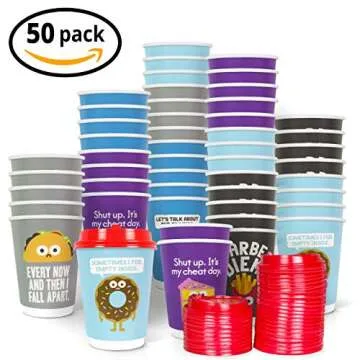 Q Cups 12oz Fun Disposable Coffee Cups - 50 Count