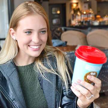 Q Cups 12oz Disposable Paper Coffee Cups with Lids, 50 Count - 5 Styles Per Pack, Designed by David Olenick - For Bake Sales, Meetings and More - Double Wall Design, Easy Cleanup… (Hangry)