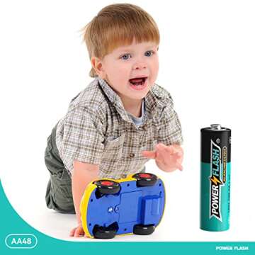 POWER FLASH 48 AA Batteries, Batteries Provide Long Lasting Power, 10 Year Battery Warranty, Alkalin...
