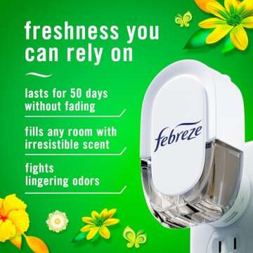Febreze Plug In Air Freshener, Odor-Fighting Scented Oil Starter Kit, Air Fresheners for Home and Ba...