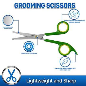 Pet Magasin Japanese Stainless Steel Grooming Scissors (2) for Facial Hair and Larger for Body Trimm...