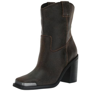 Dolce Vita Women's Falon Fashion Boot - Stylish Espresso Distressed Leather Heels