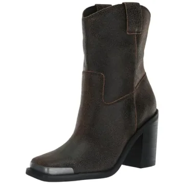 Dolce Vita Women's Falon Fashion Boot - Stylish Espresso Distressed Leather Heels