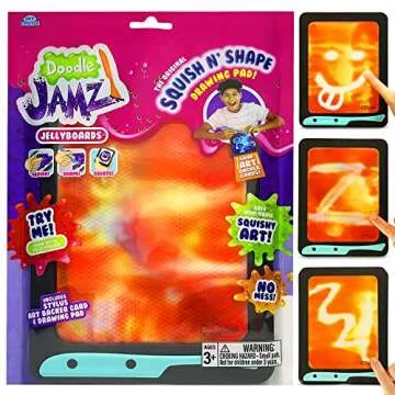 Sky Castle DoodleJamz JellyBoards — Squishy Drawing Pads Filled with Non-Toxic Sensory Gel – No-Mess Fidget Art – ASMR – Re-usable for Endless Artistic Creations (Red and Yellow Gel)