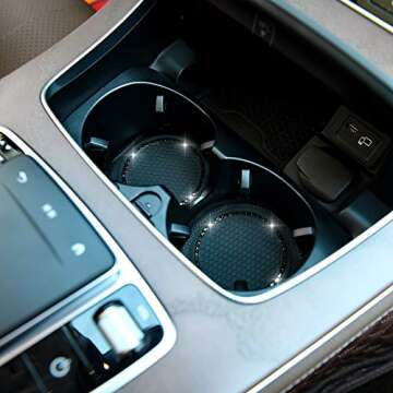 Valleycomfy 4PCS Bling Car Coasters - Stylish Silicone Accessories