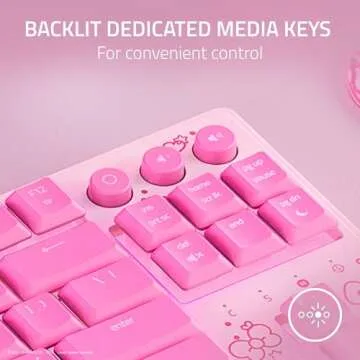 Razer Ornata V3 TKL Gaming Keyboard: Low-Profile Keys - Mecha-Membrane Switches - UV-Coated Keycaps - Backlit Media Keys - 8-Zone RGB Lighting - Magnetic Wrist Wrest - Hello Kitty & Friends Edition