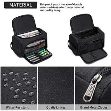 XQXA Large Capacity Pencil Case Organizer, Multifunctional Extra Big Pencil Pouch with Compartmens, Travel Simple Stationery Pen Bag, Fabric Pencil Bag for Men Women Girl Boy (Black)