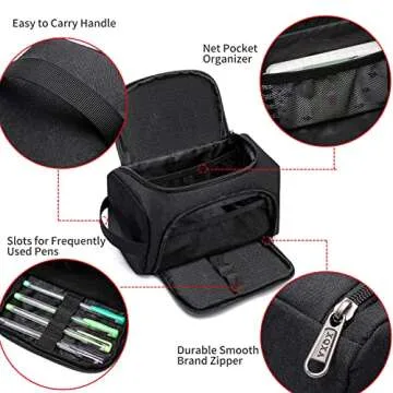 XQXA Large Capacity Pencil Case Organizer, Multifunctional Extra Big Pencil Pouch with Compartmens, Travel Simple Stationery Pen Bag, Fabric Pencil Bag for Men Women Girl Boy (Black)