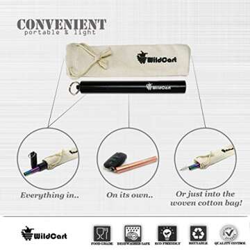 WildCart | Collapsible Rainbow Straw With Case | Portable | Reusable | Telescopic | Stainless Steel | Eco Friendly