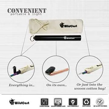 WildCart | Collapsible Rainbow Straw With Case | Portable | Reusable | Telescopic | Stainless Steel | Eco Friendly