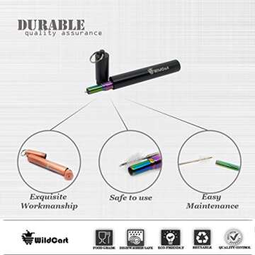 WildCart | Collapsible Rainbow Straw With Case | Portable | Reusable | Telescopic | Stainless Steel | Eco Friendly
