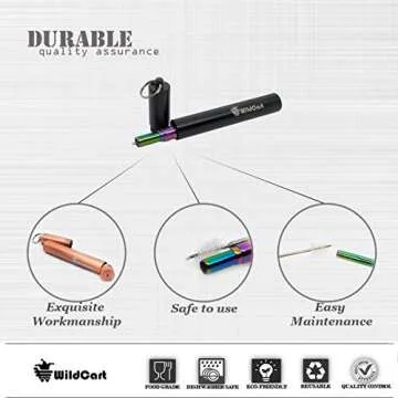 WildCart | Collapsible Rainbow Straw With Case | Portable | Reusable | Telescopic | Stainless Steel | Eco Friendly