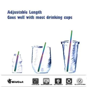 WildCart | Collapsible Rainbow Straw With Case | Portable | Reusable | Telescopic | Stainless Steel | Eco Friendly