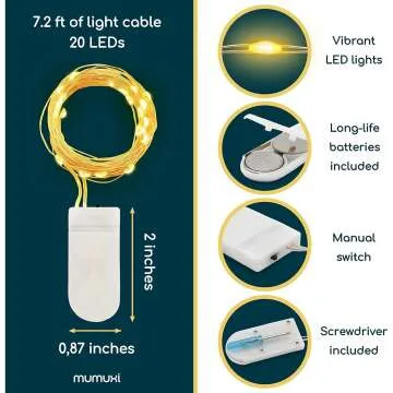 MUMUXI 12-Pack LED Fairy Lights - 7.2ft String