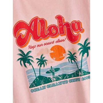 SheIn Women's Summer Tropical Graphic T-Shirt for Casual Style