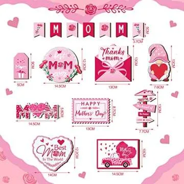 16 Pieces Mother's Day Heart Tiered Tray Decor
