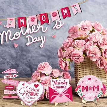16 Pieces Mother's Day Heart Tiered Tray Decor