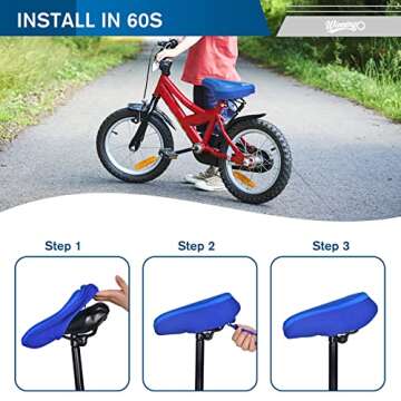 WINNINGO Gel Kids Bike Seat Cushion Cover, Anti-Slip Child Bike Seat Cover Comfortable Adjustable Small Bicycle Saddle Pad, 9'' X 6''