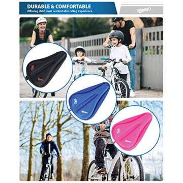 WINNINGO Gel Kids Bike Seat Cushion Cover, Anti-Slip Child Bike Seat Cover Comfortable Adjustable Small Bicycle Saddle Pad, 9'' X 6''