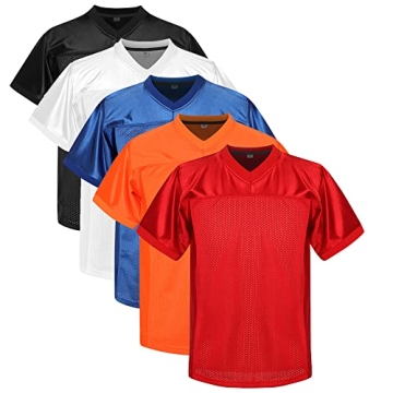 MESOSPERO Youth Blank Football Jerseys for Boys Athletic Practice Shirt S-XL - Red, Black, Blue, Whi...