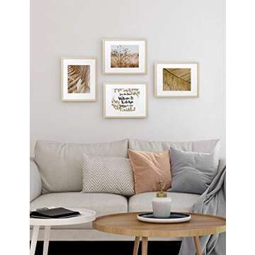 Afuly 11x14 Picture Frame with Mat for 8x10 Picture Natural Wood Photo Frame Picture Frames Collage ...