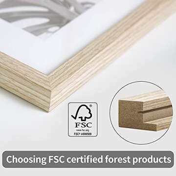 Afuly 11x14 Picture Frame with Mat for 8x10 Picture Natural Wood Photo Frame Picture Frames Collage Set for Modern Home Gallery Wall Hang Desk Decor Display Beige, Set of 2