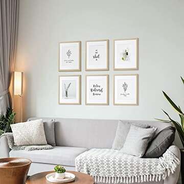 Afuly 11x14 Picture Frame with Mat for 8x10 Picture Natural Wood Photo Frame Picture Frames Collage Set for Modern Home Gallery Wall Hang Desk Decor Display Beige, Set of 2