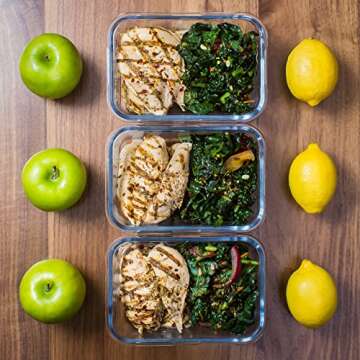 MEKBOKMealPrep [5-Pack] Glass Meal Prep Containers - Glass Food Storage Containers - 3.6 Cups (29 Ou...