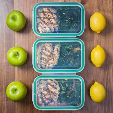 MEKBOKMealPrep [5-Pack] Glass Meal Prep Containers - Glass Food Storage Containers - 3.6 Cups (29 Ounces) - Modern Style - BPA Free