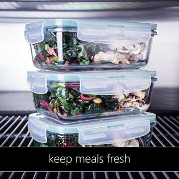 MEKBOKMealPrep [5-Pack] Glass Meal Prep Containers - Glass Food Storage Containers - 3.6 Cups (29 Ounces) - Modern Style - BPA Free