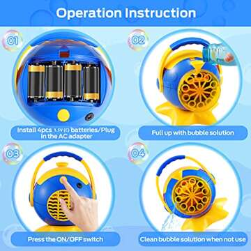 Theefun Bubble Machine, Bubble Machine for Kids Over 800+ Bubbles Per Minute Bubble Maker Machine Kids Bubble Machine with 2 Bottles of Bubble Solution for Parties Wedding Birthday Outdoor