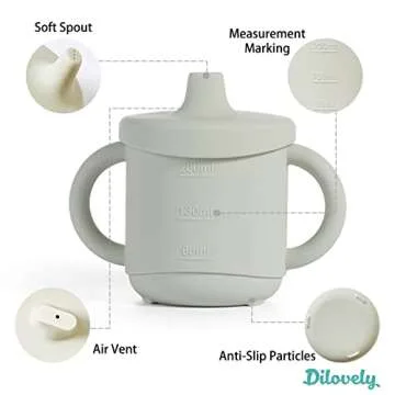 Dilovely Silicone Sippy Cup for Toddler, Transition Straw Cups for baby 12 months +, Unbreakable Kids Cups 3 in 1, 2 Pack Dishwasher & Microwave Safe, BPA Free 7oz Green