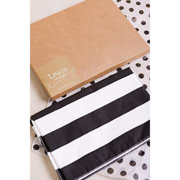 Ling's Moment Classic Black and White Striped Table Runner 12 x 72 Inches, 100% Cotton Machine Washable Colorfast