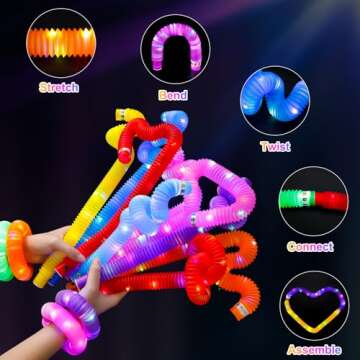 UrChoice 8 PCS Glow Sticks, Glow in The Dark Party Supplies, Light Up Party Favors, Glow Bracelets Necklaces, Neon Party Decorations, Valentine's Day Birthday Wedding Decorations