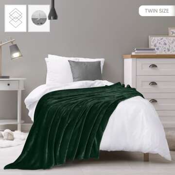 Utopia Bedding Fleece Blanket Twin Size Forest Green 300GSM Luxury Anti-Static Fuzzy Soft Microfiber...