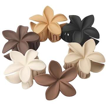 Sisiaipu Hawaiian Plumeria Flower Claw Hair Clips - 6 Pcs Large for Thick Hair and Thin for Beach, H...