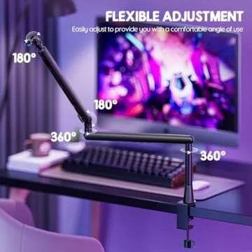 Emart Mic Boom Arm, Low Profile Podcast Microphone Stand with Desk Mount, Desktop Holder for Shure sm7b mv7 Blue Yeti Fifine Am8 Streaming Gaming Mike