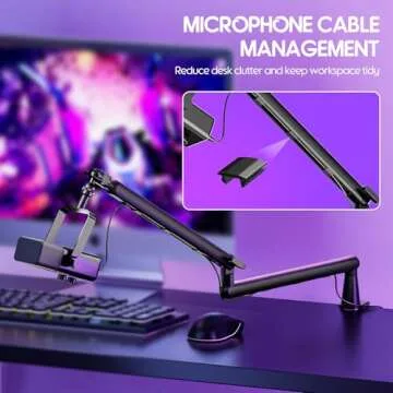 Emart Mic Boom Arm, Low Profile Podcast Microphone Stand with Desk Mount, Desktop Holder for Shure sm7b mv7 Blue Yeti Fifine Am8 Streaming Gaming Mike