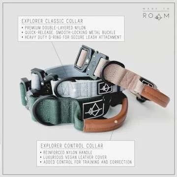 Made to ROAM Premium Dog Collar - Adjustable Heavy Duty Nylon Collar with Quick-Release Metal Buckle (Maine Marina, Classic Size 4)