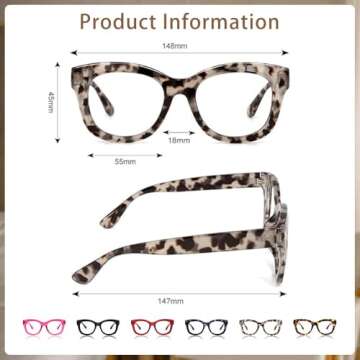 JiSoo Oversized Reading Glasses for Women Men 2.0, Stylish Designer Readers Women 2.0 with Large Frame,Demi Grey