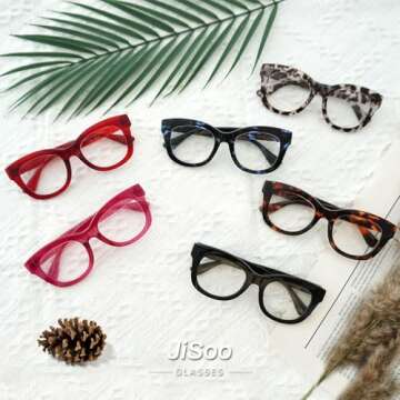 JiSoo Oversized Reading Glasses for Women Men 2.0, Stylish Designer Readers Women 2.0 with Large Frame,Demi Grey