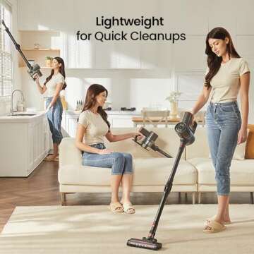 RONEAIR Cordless Vacuum Cleaner with Bendable Wand, Lightweight Stick Vacuum for Home Hardwood Floor...