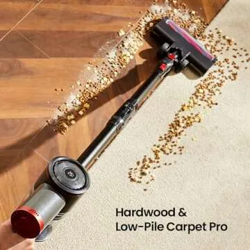 RONEAIR Cordless Vacuum Cleaner with Bendable Wand, Lightweight Stick Vacuum for Home Hardwood Floor Carpet Pet Hair, 6 in 1 Handheld Vacuum, LED Display, LED Headlight, Self-Standing, Rechargeable