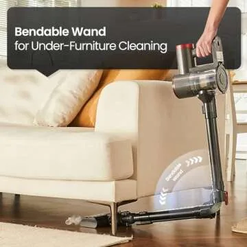 RONEAIR Cordless Vacuum Cleaner with Bendable Wand, Lightweight Stick Vacuum for Home Hardwood Floor Carpet Pet Hair, 6 in 1 Handheld Vacuum, LED Display, LED Headlight, Self-Standing, Rechargeable