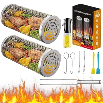 Versatile Rolling Grilling Baskets for Perfect BBQs and Campfire Grilling