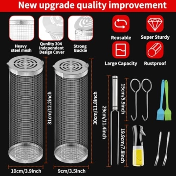 Rolling Grilling Baskets for Effortless Outdoor BBQ Cooking