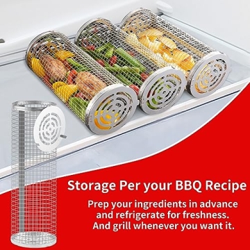 Rolling Grilling Baskets for Effortless Outdoor BBQ Cooking