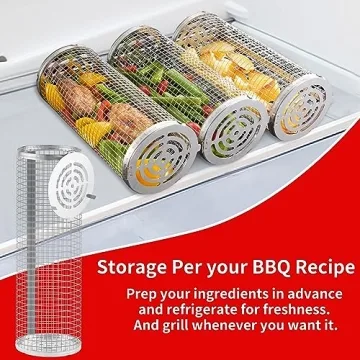 Rolling Grilling Baskets for Effortless Outdoor BBQ Cooking